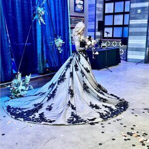 Elegant Black and Champagne Wedding Gown